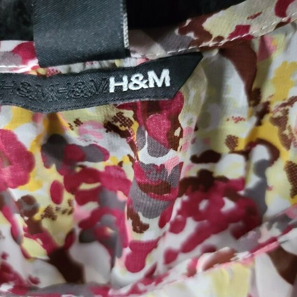 H&M Womens Blouse Multi-Color Size 12 100% Polyester Long Sleeve Buttons Pullon - Picture 7 of 12